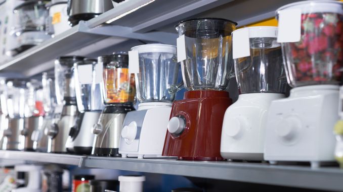 shelves with juicers