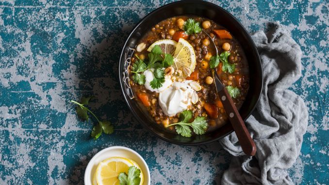 Moroccan lentil and chickpea soup