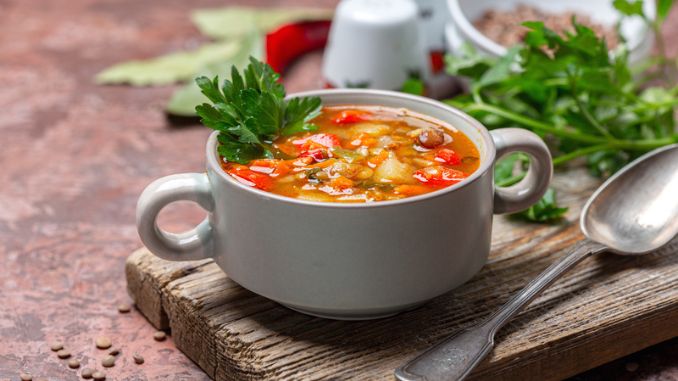 Thick vegetable soup with lentils and peas-Weight Loss Vegetable Soup