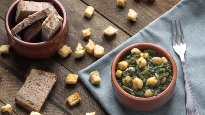 Vegetarian Mediterranean Diet - Chickpea and Spinach Stew